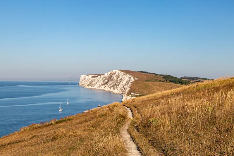 View of Freshwater Bay and Tennyson Down on the Isle of Wight, UK