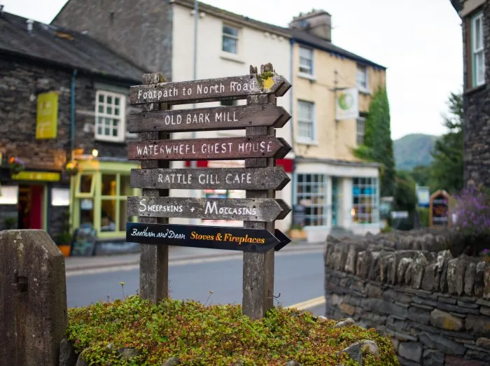 Ambleside Lakedistrict Shops and Sign Post