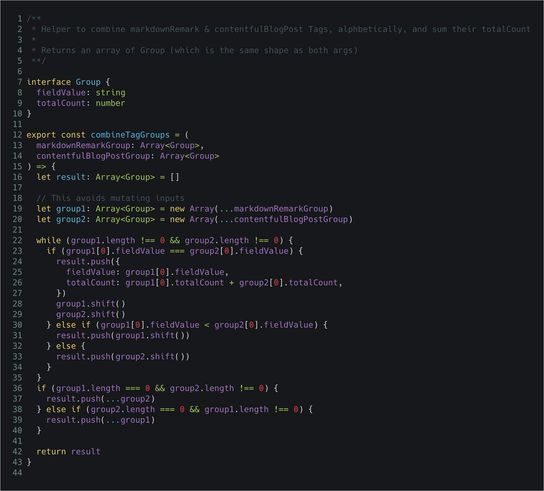 Helper function to join MarkdownRemark & Contentful tags