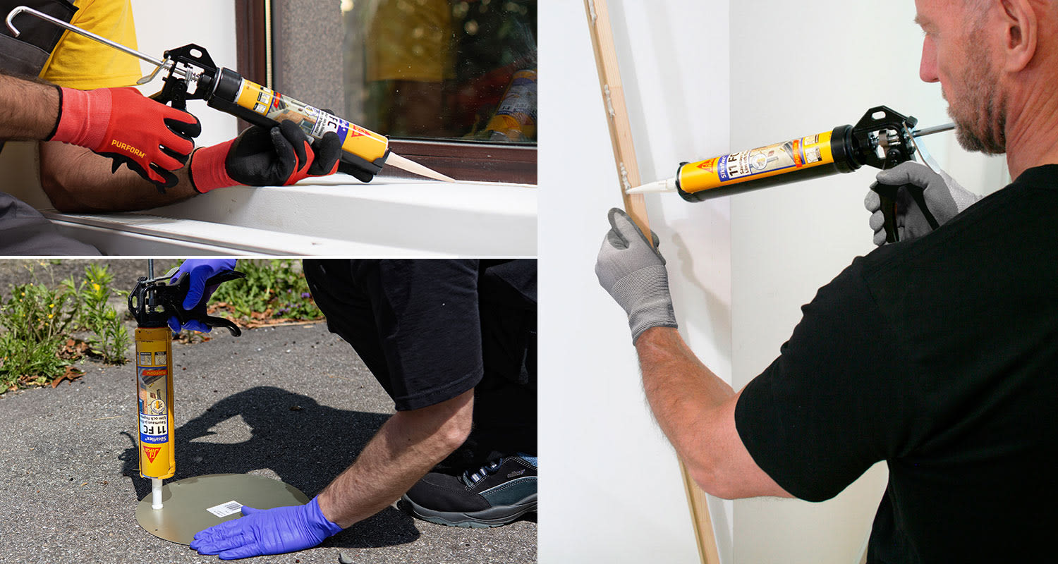 Sikaflex Purform 11 FC työmiehellä työstössä