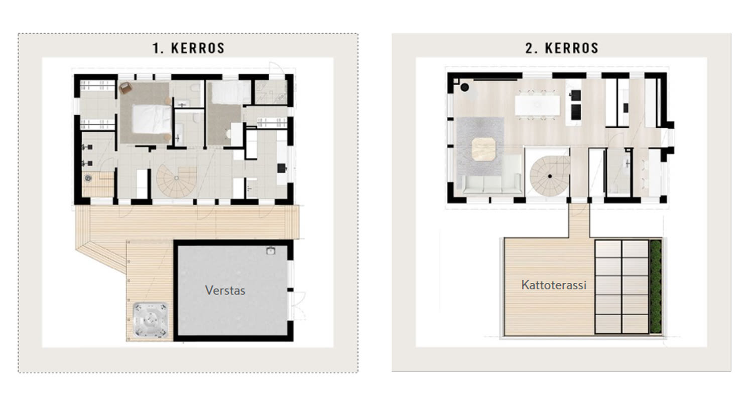 Oulun Asuntomessujen Villa Peak -kohteen pohjapiirros.