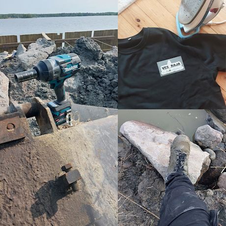 Testissä ammattilaisella Makitan iskevä mutterinväännin TW002GZ 40V XGT sekä Cervan työvaatteet ja turvakengät Cerva X-506 musta. Tuotteita myy K-Rauta.