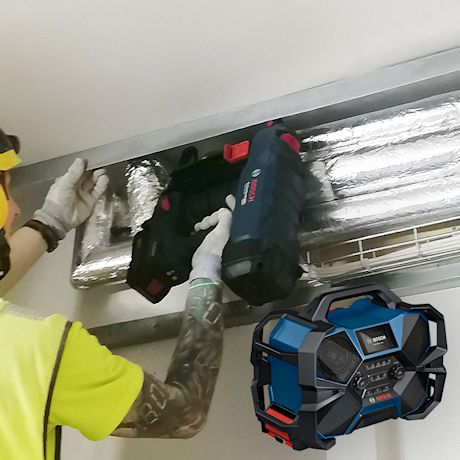 Testissä työkohteessa betoninaulain Bosch GNB 18V-40 2x4,0Ah XL-Boxx. Tuote K-Raudan valikoimista.