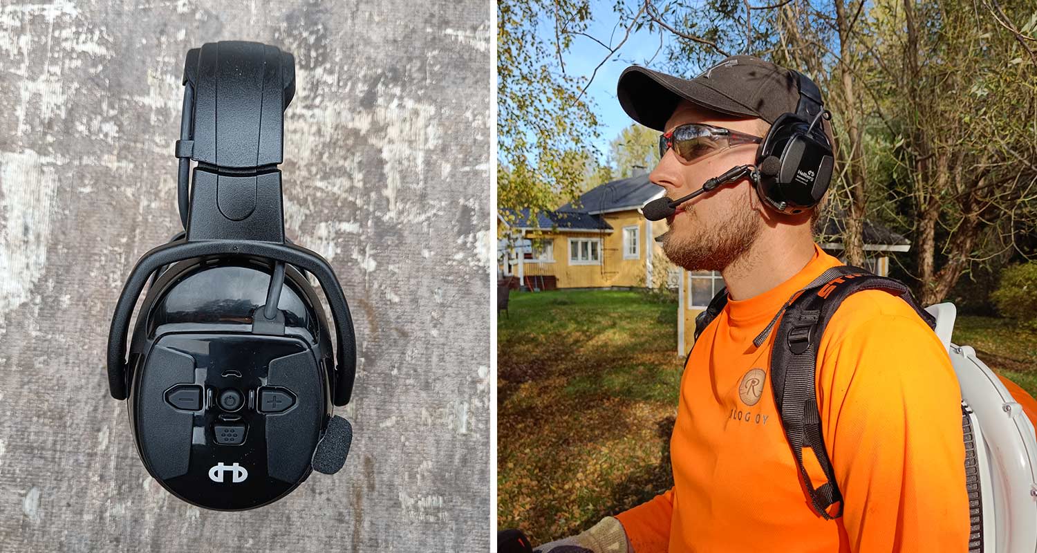 Testaajalla työkäytössä Hellberg Xstream BT LD 48001-001 -kuulosuojaimet, tuote myynnissä K-Raudassa