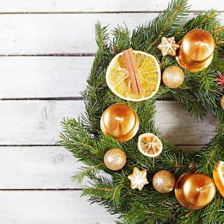 Valmis joulukranssi tehty K-Raudan DIY-ohjeilla.