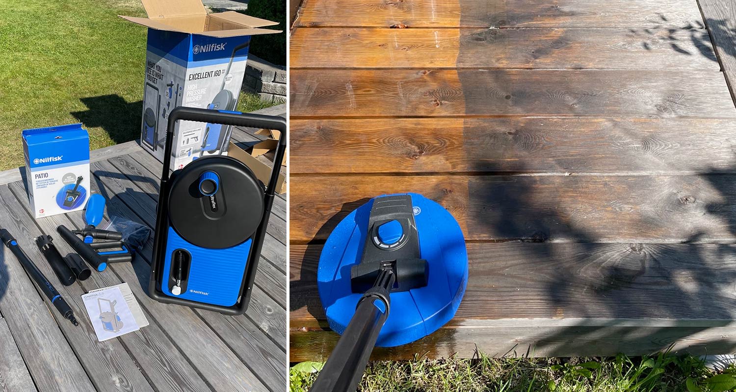 Pakkauksesta purettu Nilfisk Excellent 160-10 painepesuri ja terassipesuri Power Patio