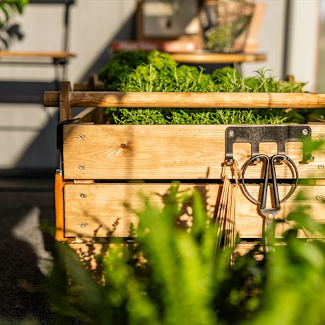 Tee itse kasvatuslaatikko parvekkeelle: Kuvassa valmis kasvatuslaatikko