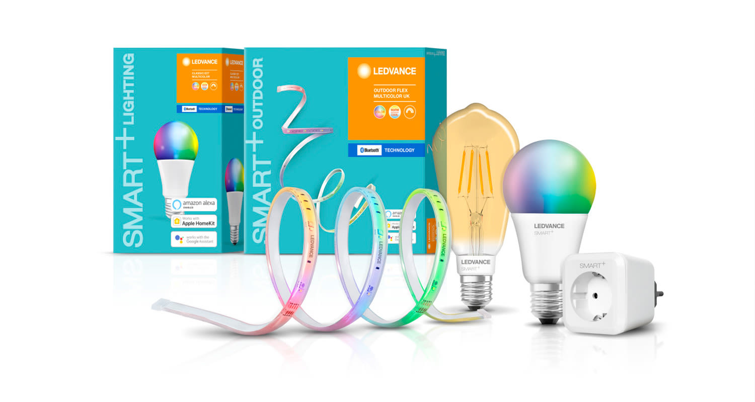 LEDVANCE SMART+ WiFi -tuotteita, joiden avulla toteutettu kodin älyvalaistus.