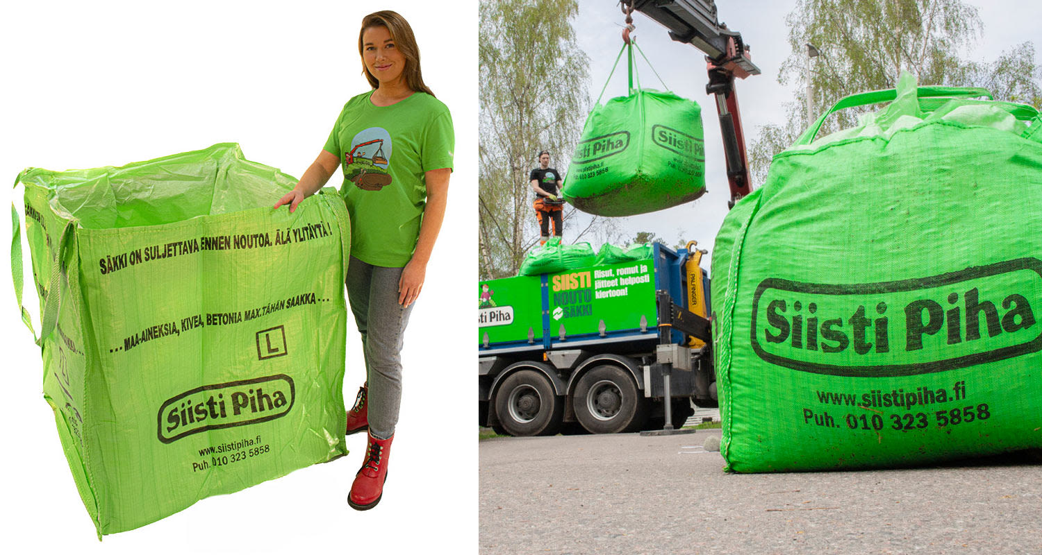 K-Raudasta voit tilata kätevät Siisti Piha Noutosäkit sopivassa koossa.