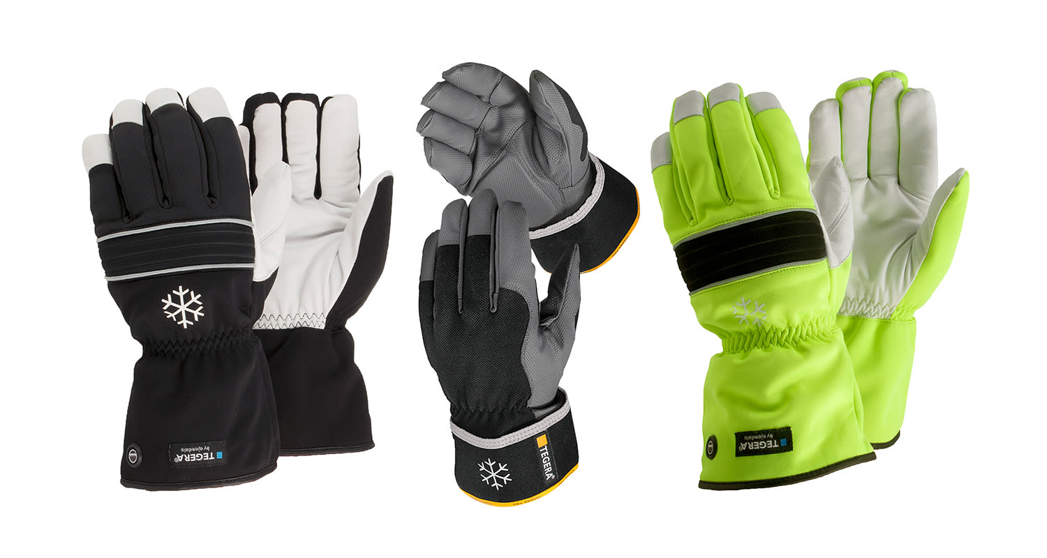 Tegera-talvihanskat K-Raudasta: musta-valkoiset, harmaa-mustat ja kelta-valkoiset