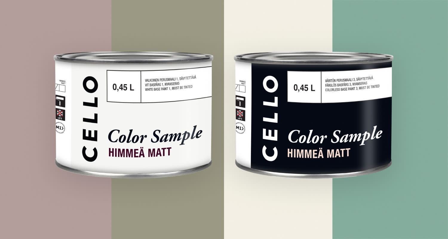 Kokeile maalisävyjä helposti suoraan maalattavassa kohteessa K-Raudan Cello Color Sample -testimaalipurkin avulla. Sävytettävissä lukuisiin eri sävyihin.