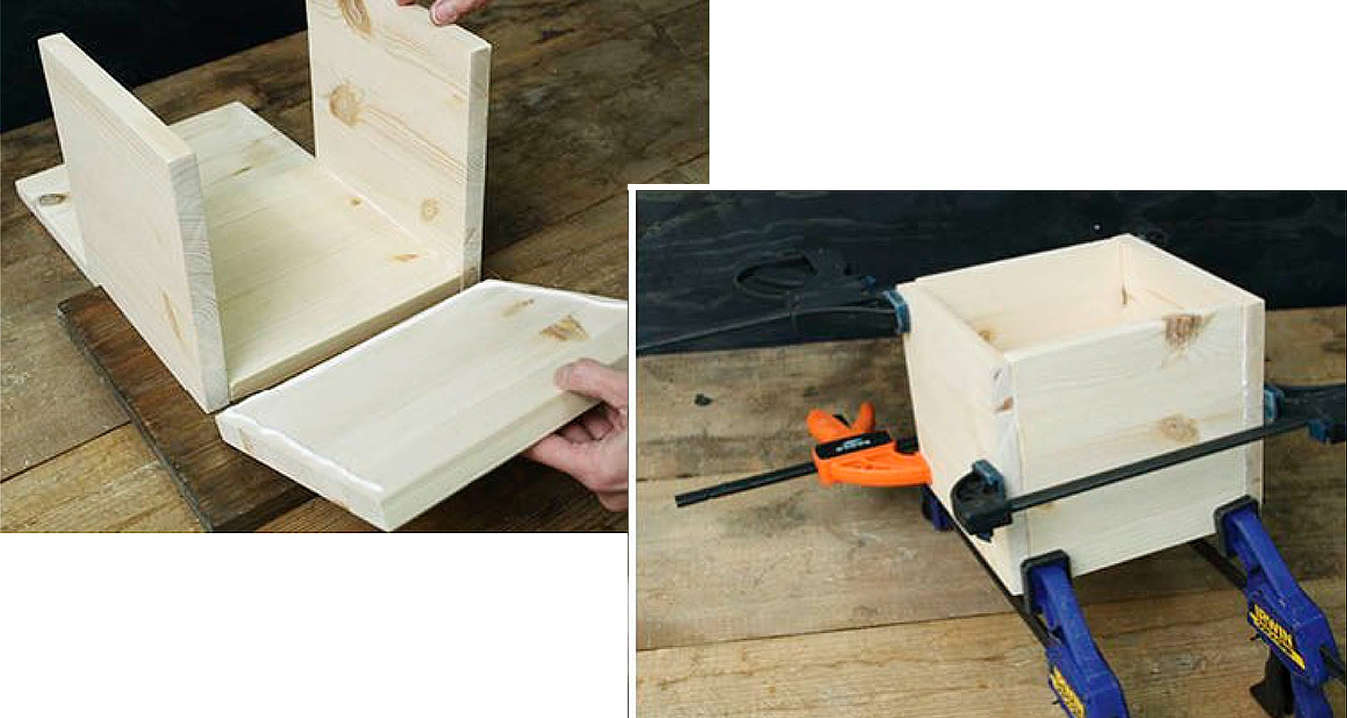 Kuution mallinen kukkalaatikko, työvaiheet 3 ja 4