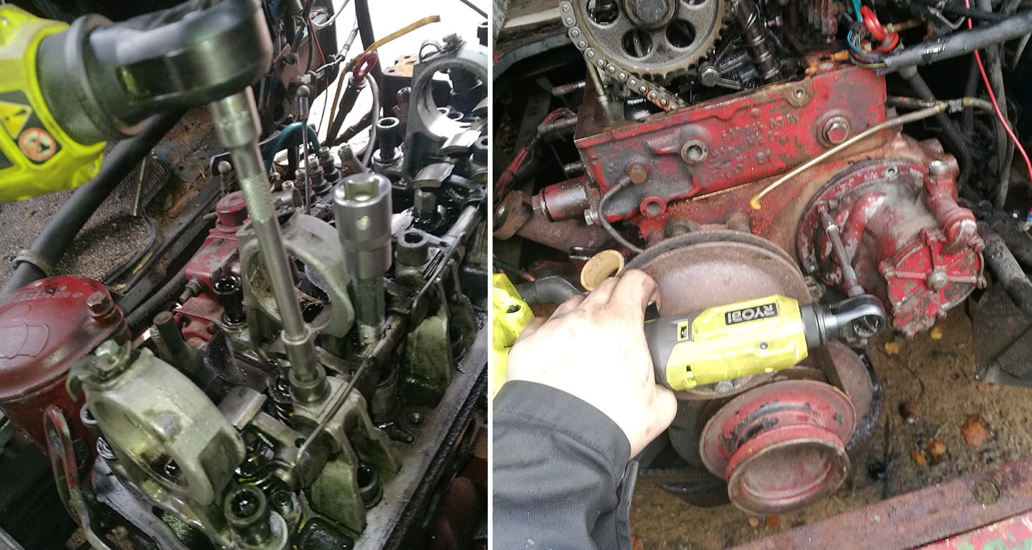 Ryobin räikkäväännin testissä autoremontissa