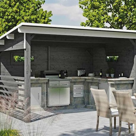 K-Raudan Cello-grilli sekä Cello-puutarhakalusteet terassilla.