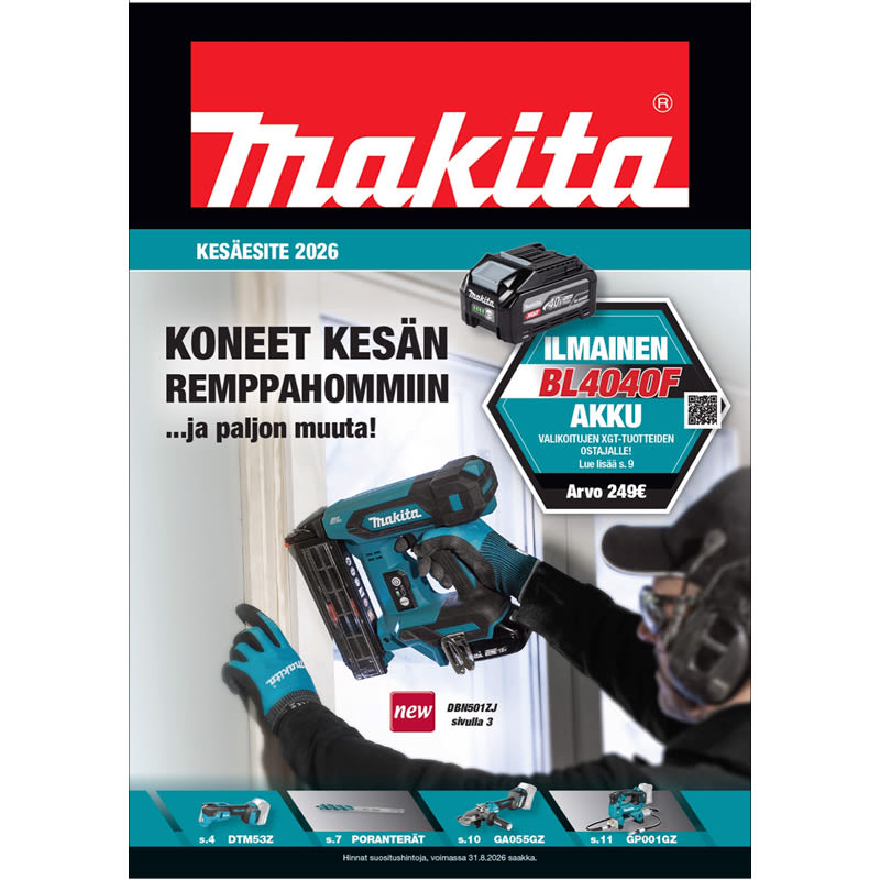 Kuvassa Makitan esite.