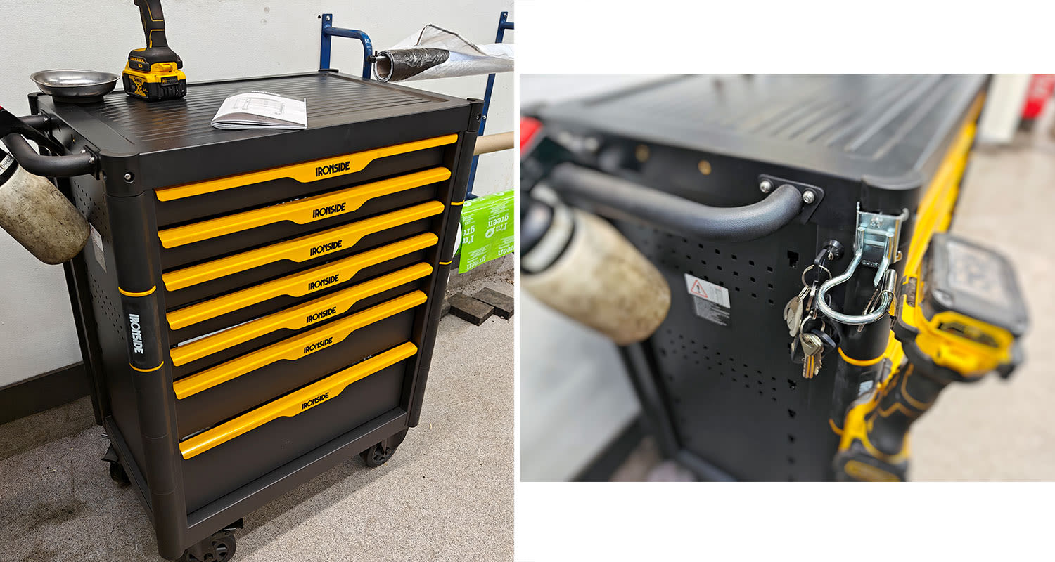 Ironsiden työkaluvaunu lähikuvassa, myynnissä K-Raudassa