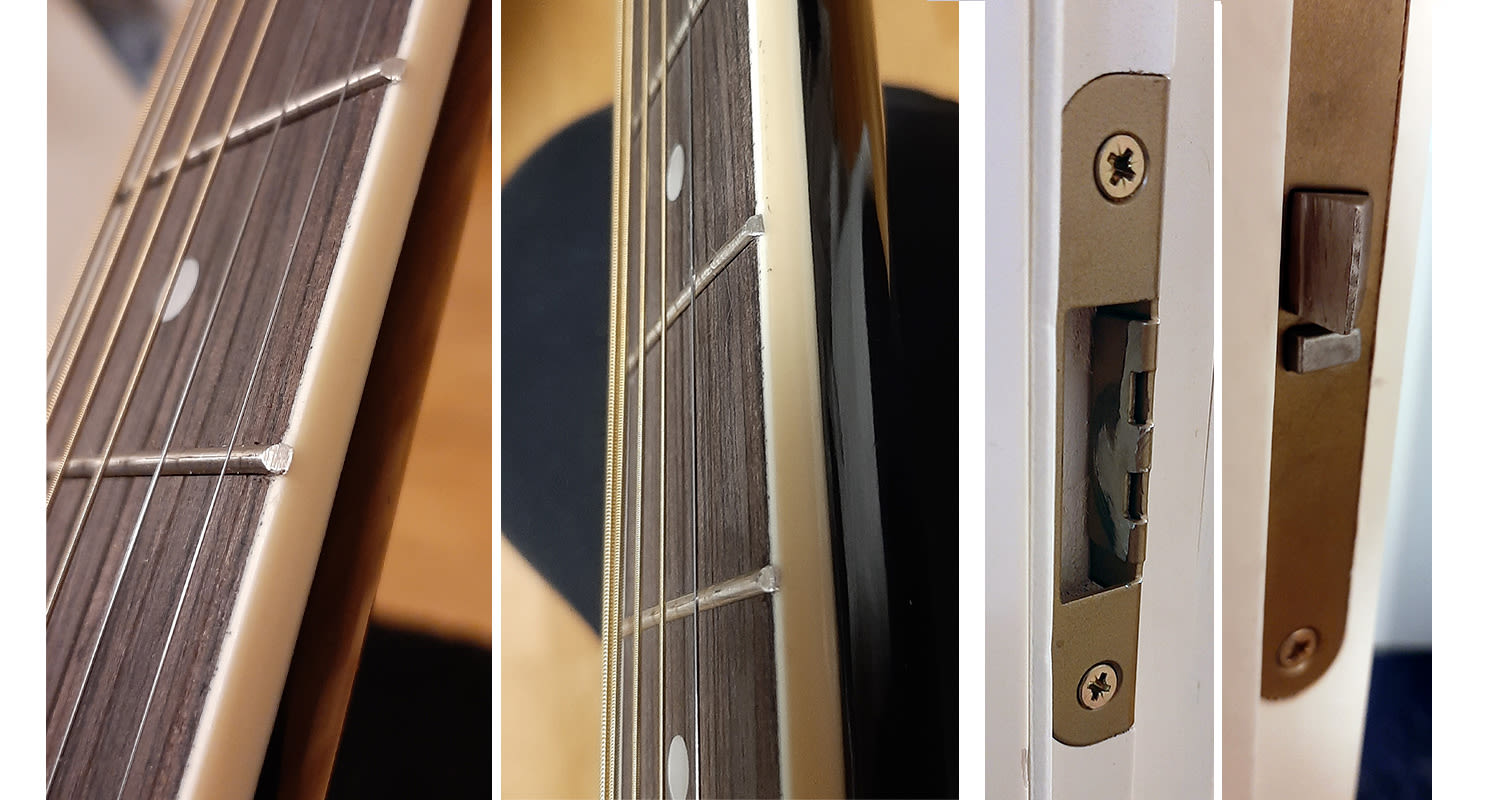 Kitaran ja oven korjausta Ryobin monitoimityökalulla, kuvat ennen ja jälkeen homman