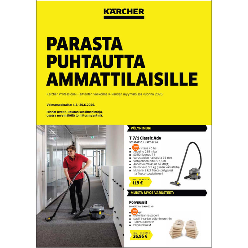 Kuvassa Kärcherin esite.