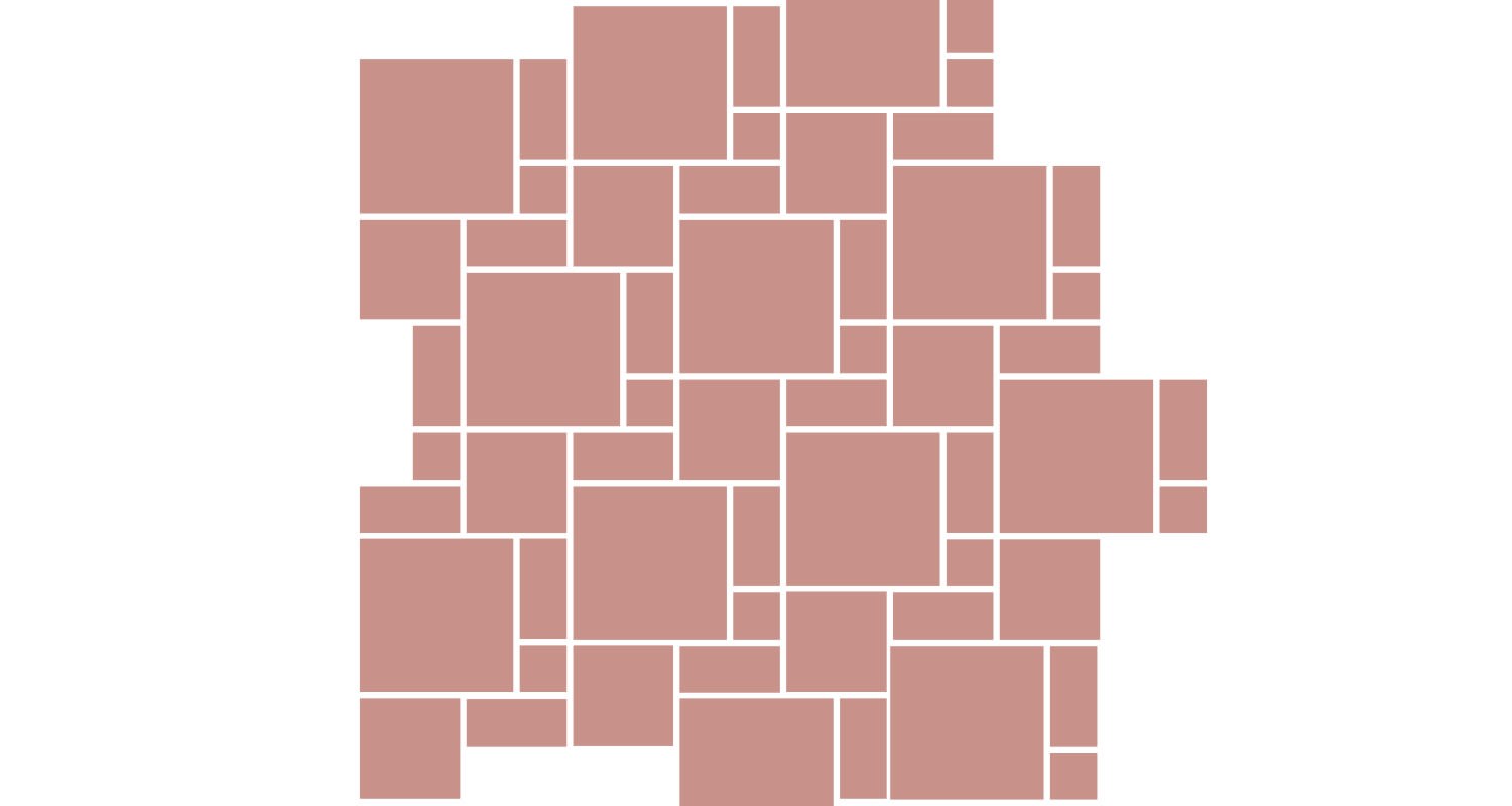 Valkoisella taustalla roosansävyinen suorakulmiomosaikki valkoisilla raoilla.