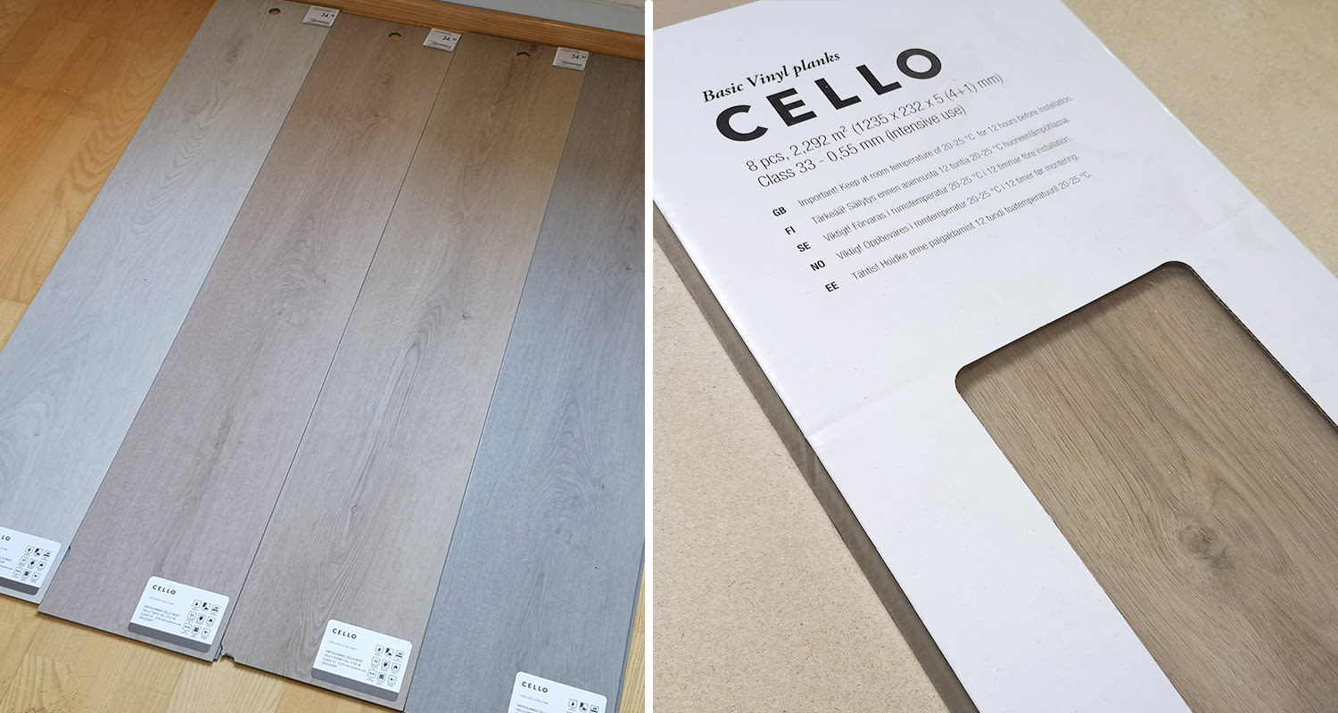 Neljä Cello-vinyylilankkujen sävyä, jotka miellyttivät testaajan silmää