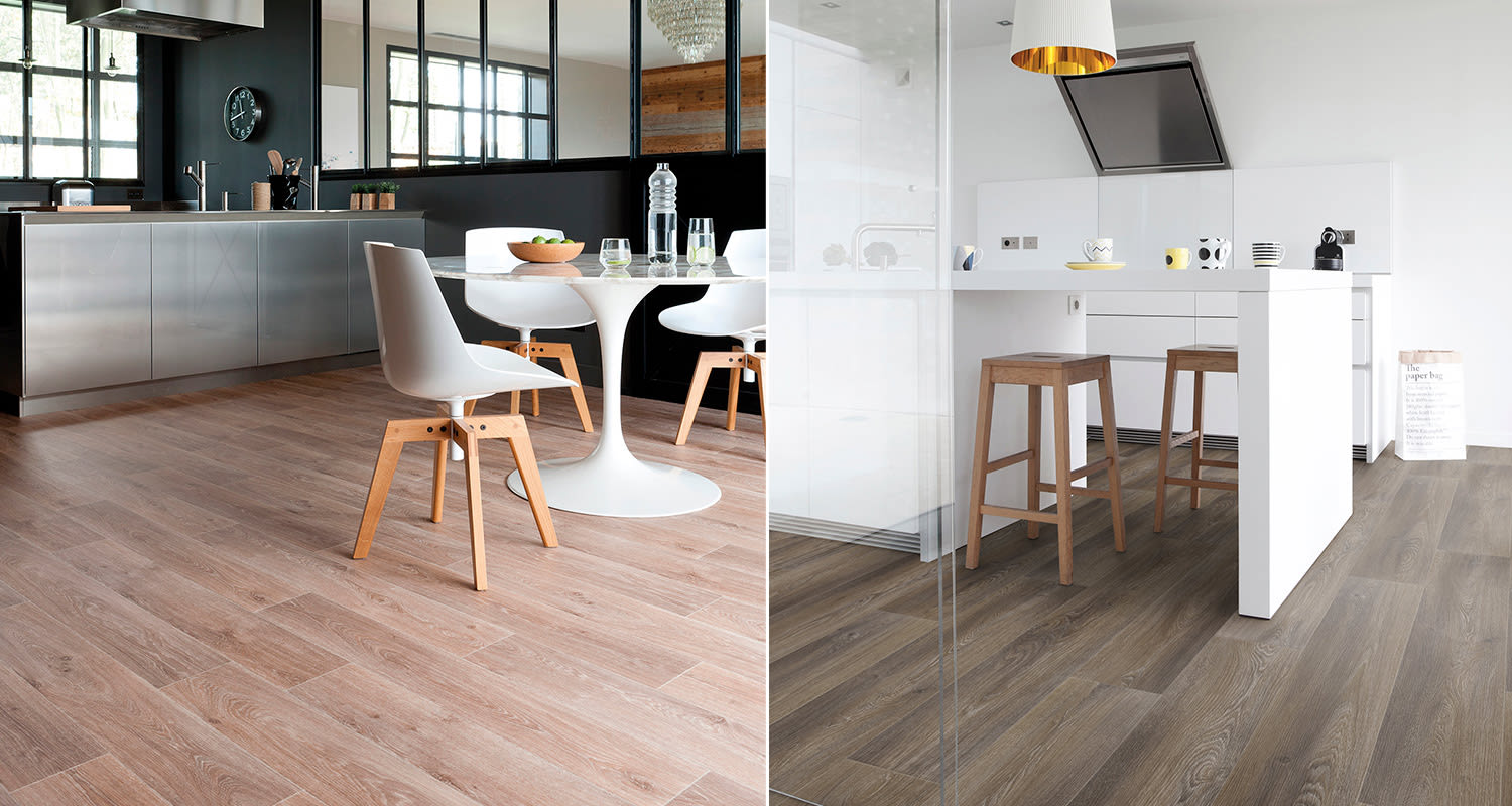 Kaunis ja eläväinen vinyylimatto modernissa keittiössä