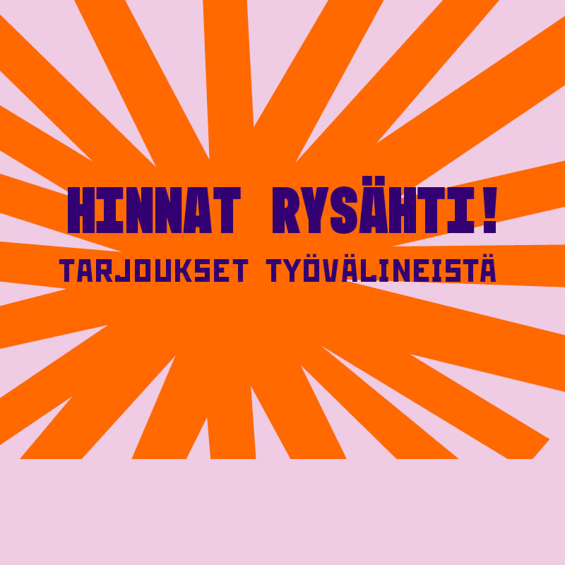 Kuvassa Moukarimarkkinat räjähdys ja teksti tarjoukset työvälineistä.