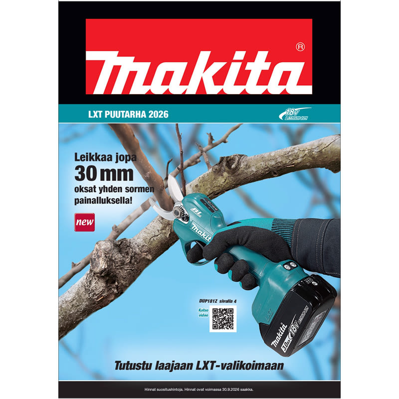 Kuvassa Makitan uusi LXT-esitteen kansi.