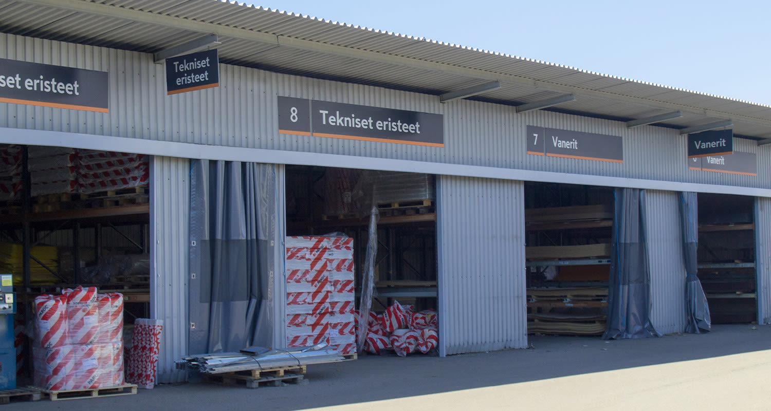 K-Raudan ulkomyymälä ja sen tarjoamia tuotteita.