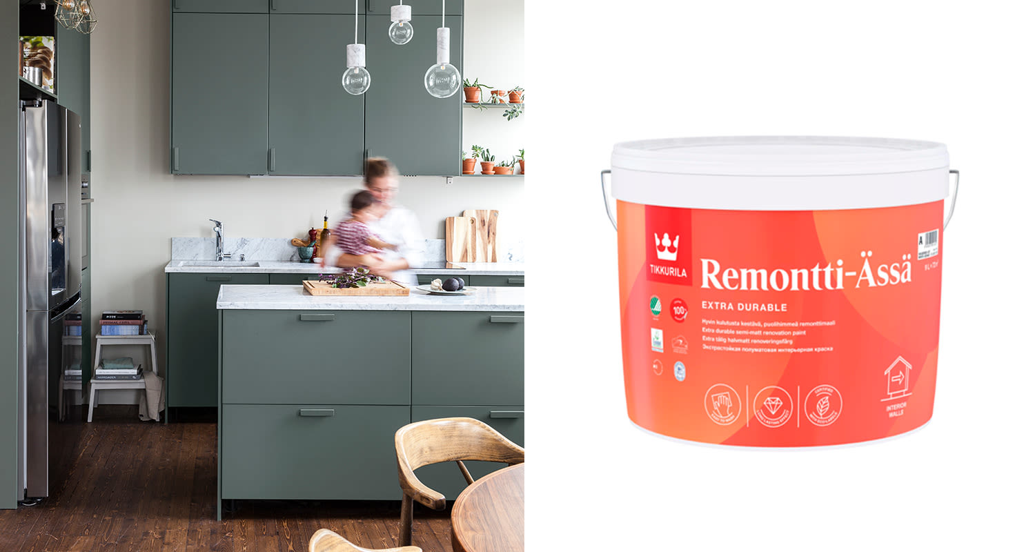 Remontti-Ässä maali keittiön seinässä