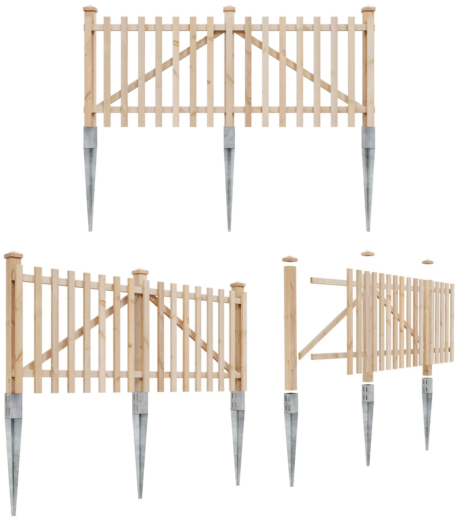 Aidan rakentaminen ja 3D-kuvat aidasta.