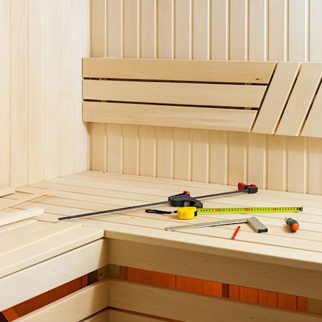 Saunan lauteet rakenteilla