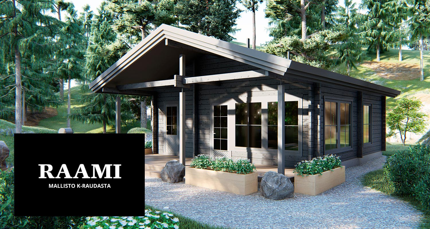 Harmaa Raami-malliston mökki