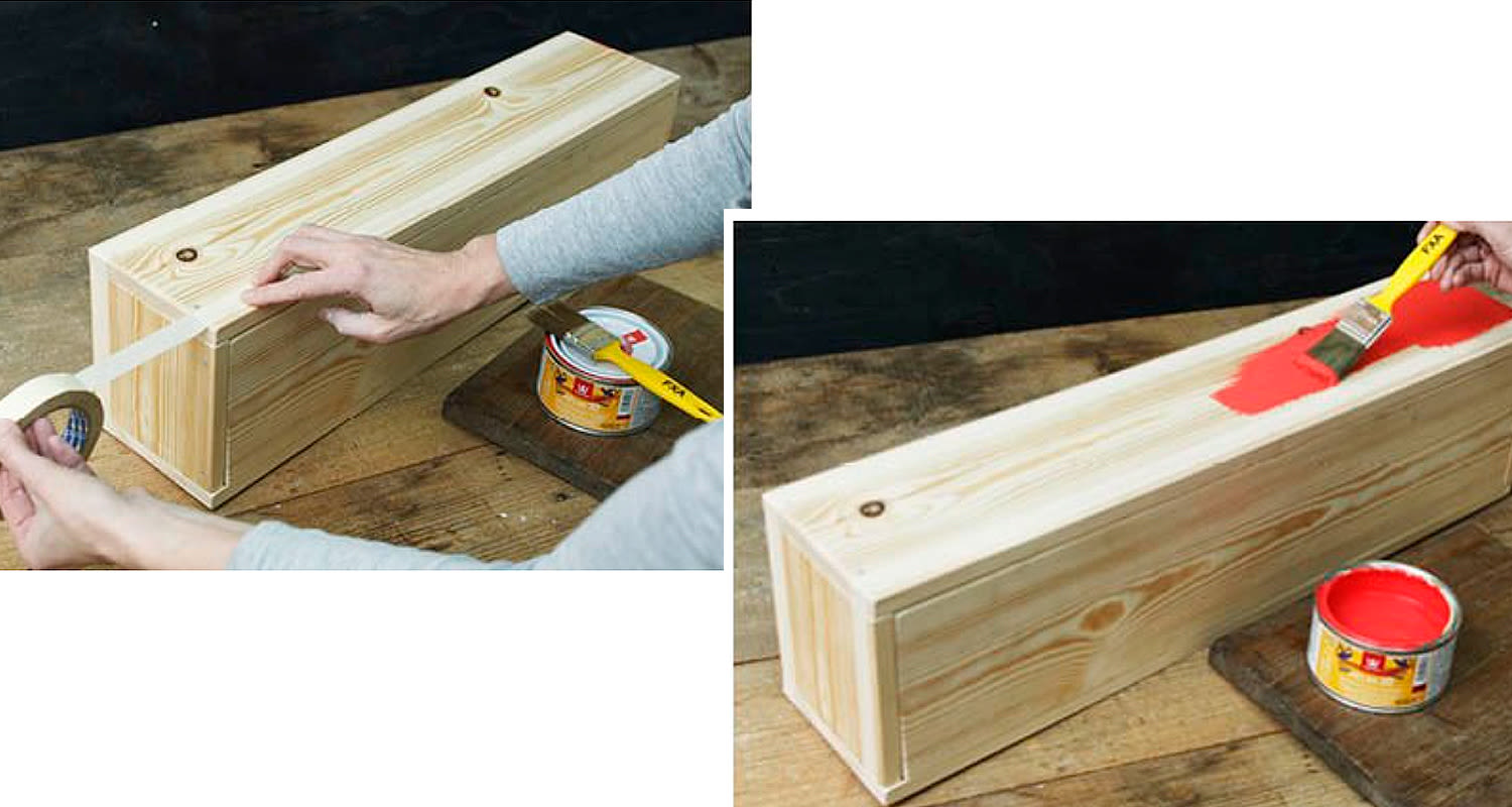 Pitkuilainen kukkalaatikko, työvaiheet 5 ja 6