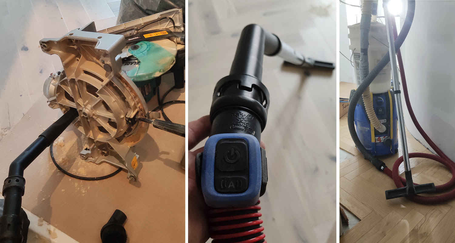 Kuvassa näkyy käytössä lattiatyömaalla märkä-kuivaimuri Nilfisk Aero 26-W2H PC