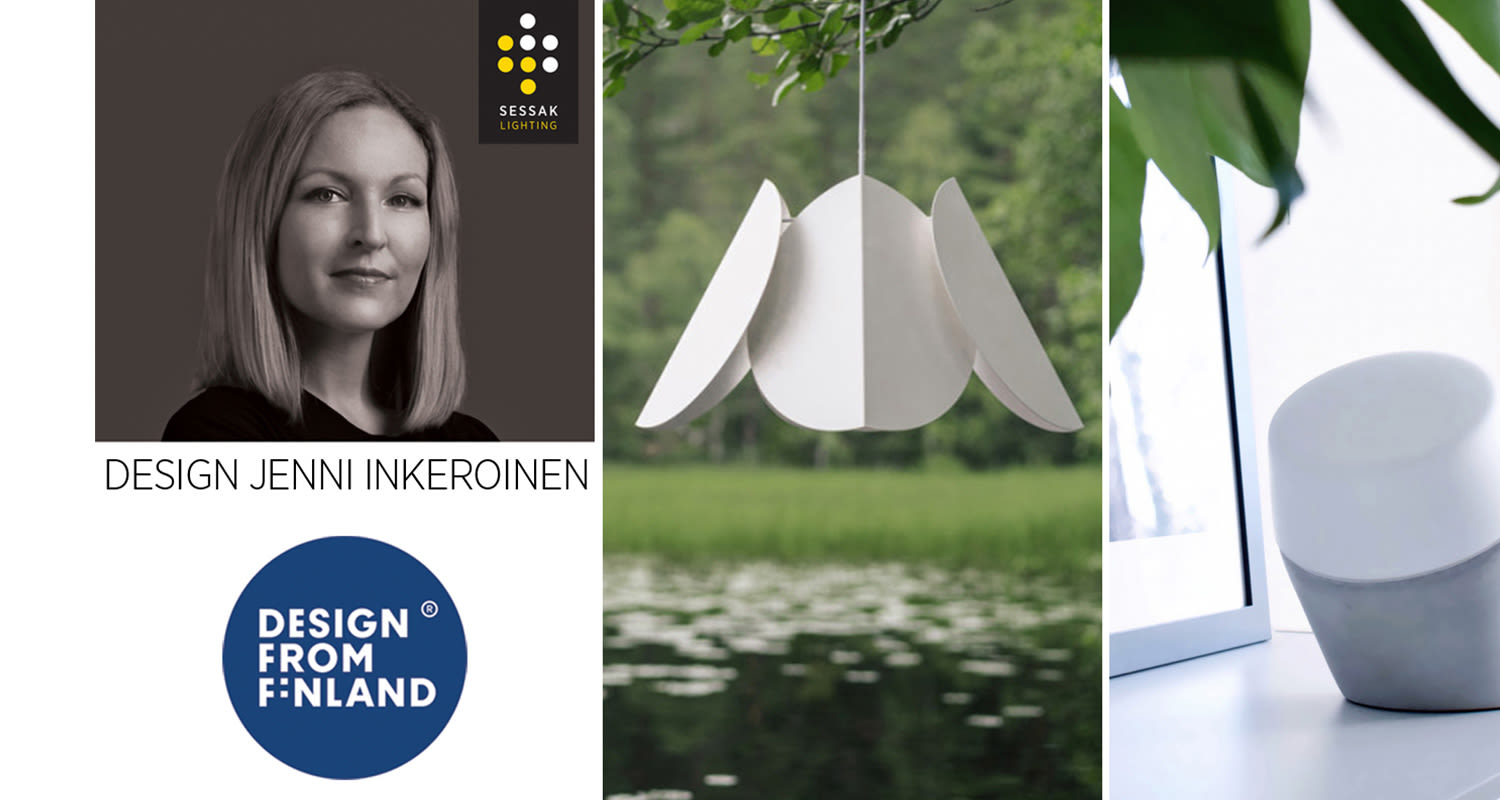 Jenni Inkeroinen yksi Sessak-valaisimien suunnittelijoista, valaisimet K-Raudasta