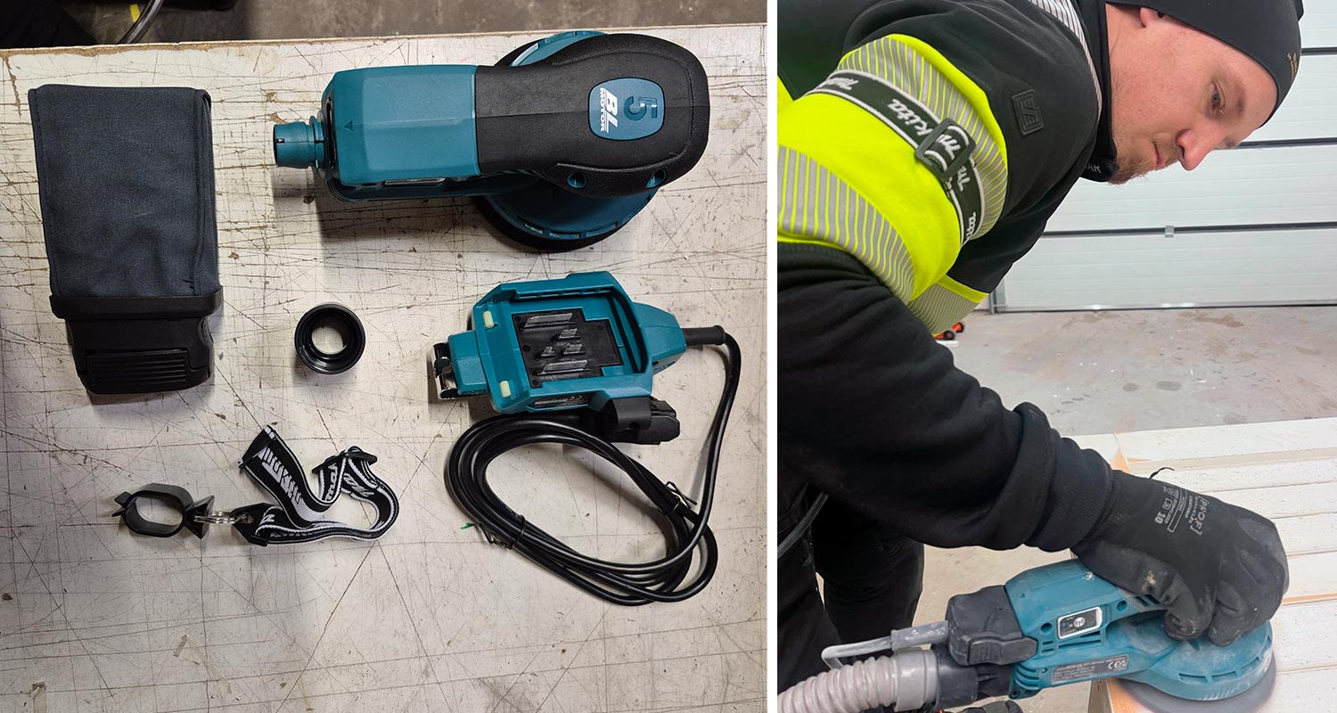 Ammattilaisella testissä akkuepäkeskohiomakone Makita BO001CGZ 40V XGT