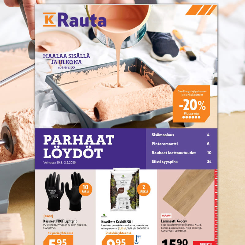 Kuvassa maalitela kaukalossa sekä K-Rauta lehden kansi viikolla 34-35.