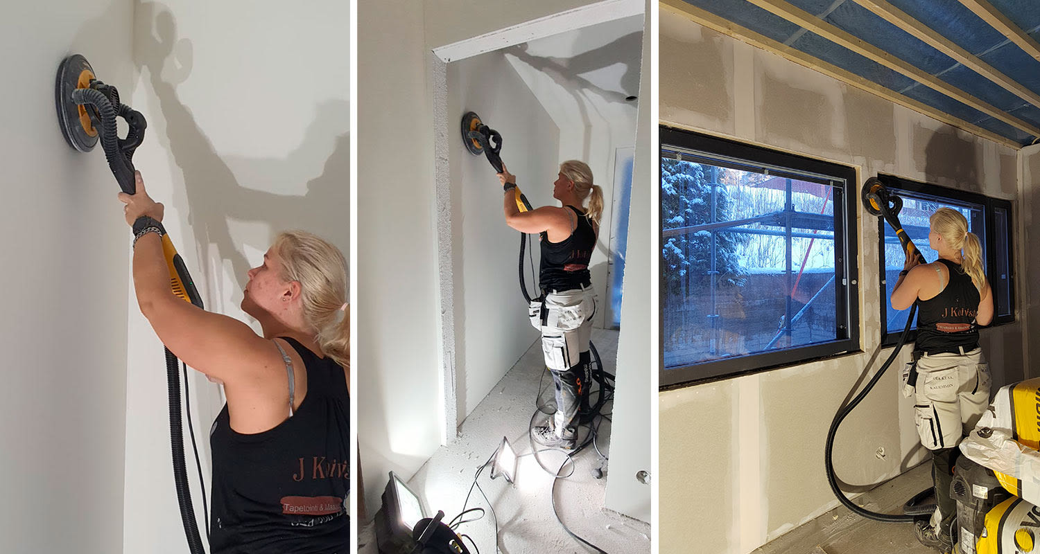 Hiontatyö käynnissä Mirkan varsihiomakoneen kanssa kohteessa