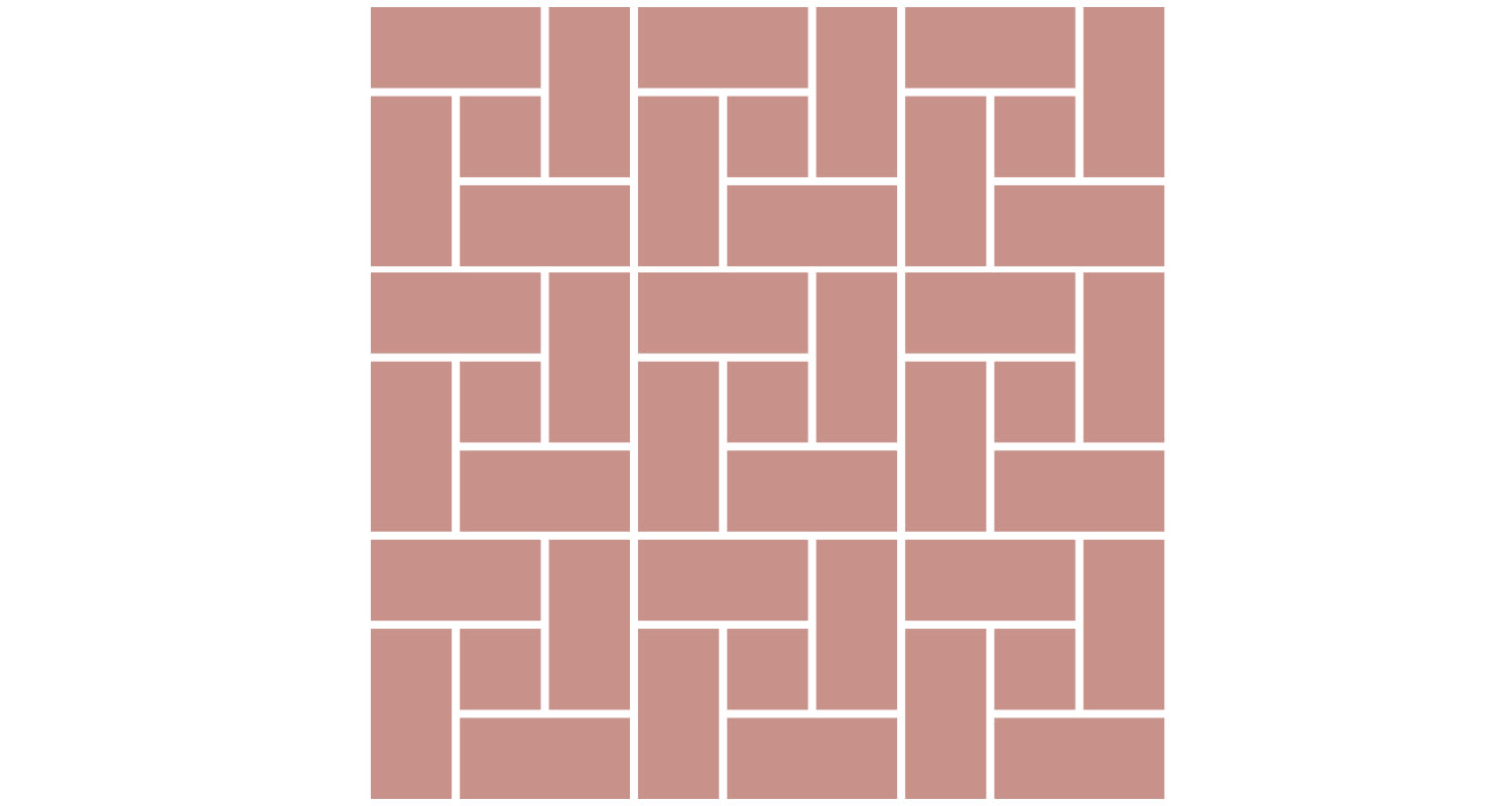 Vaaleanpunaruskeat laatat muodostavat korikuviomaisen ruudukon valkoisella taustalla