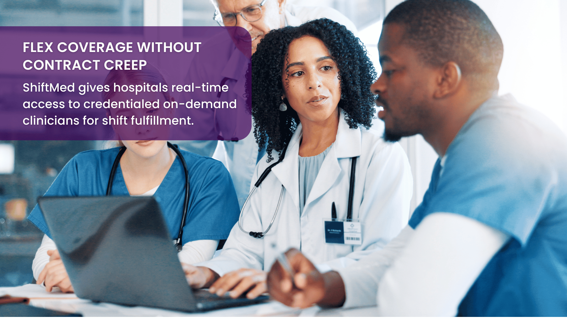 Clinical leader reviewing flex staffing options with local, credentialed nurses on demand.