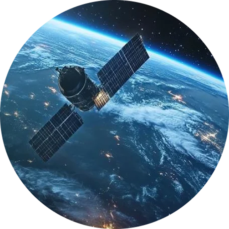 A satellite orbits Earth, capturing stunning views of the planet's surface and atmosphere.
