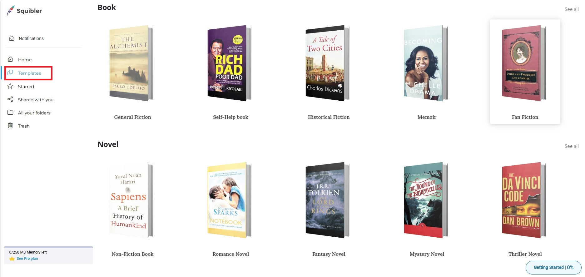 Book writing templates