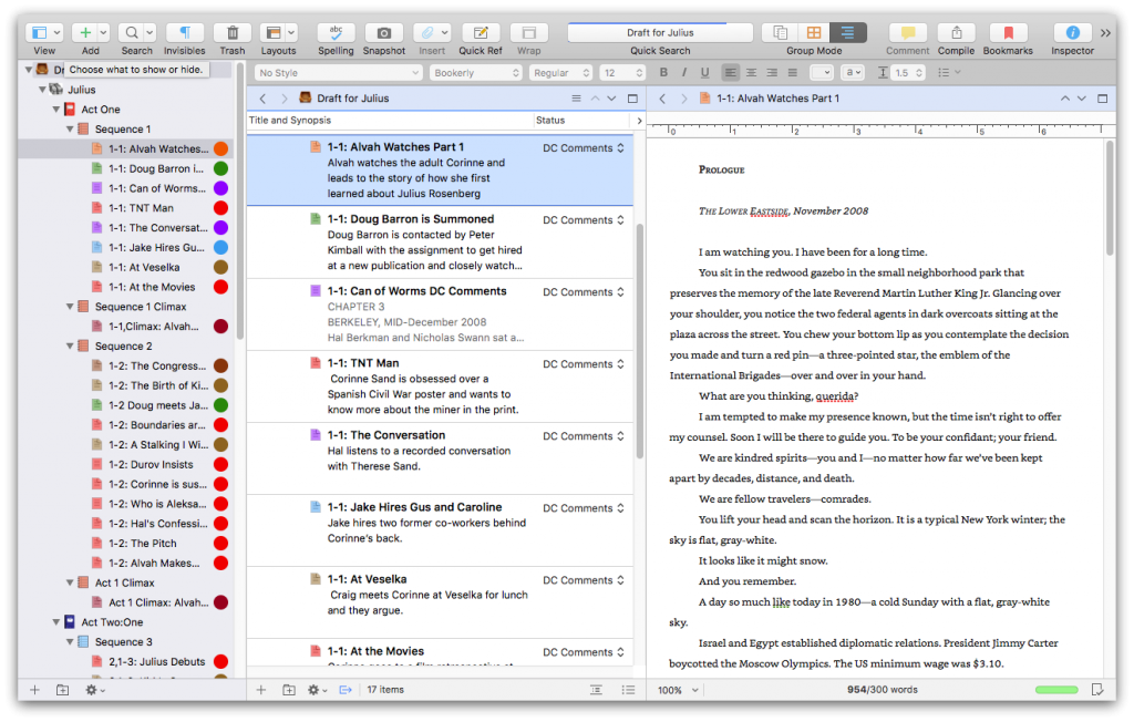 Scrivener binder feature example