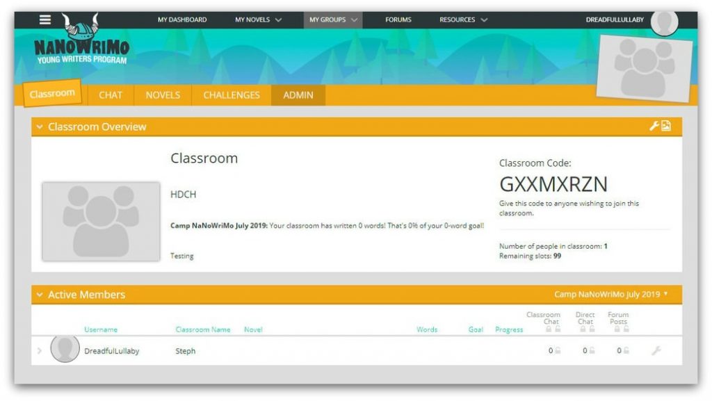 nanowrimo ywp classroom