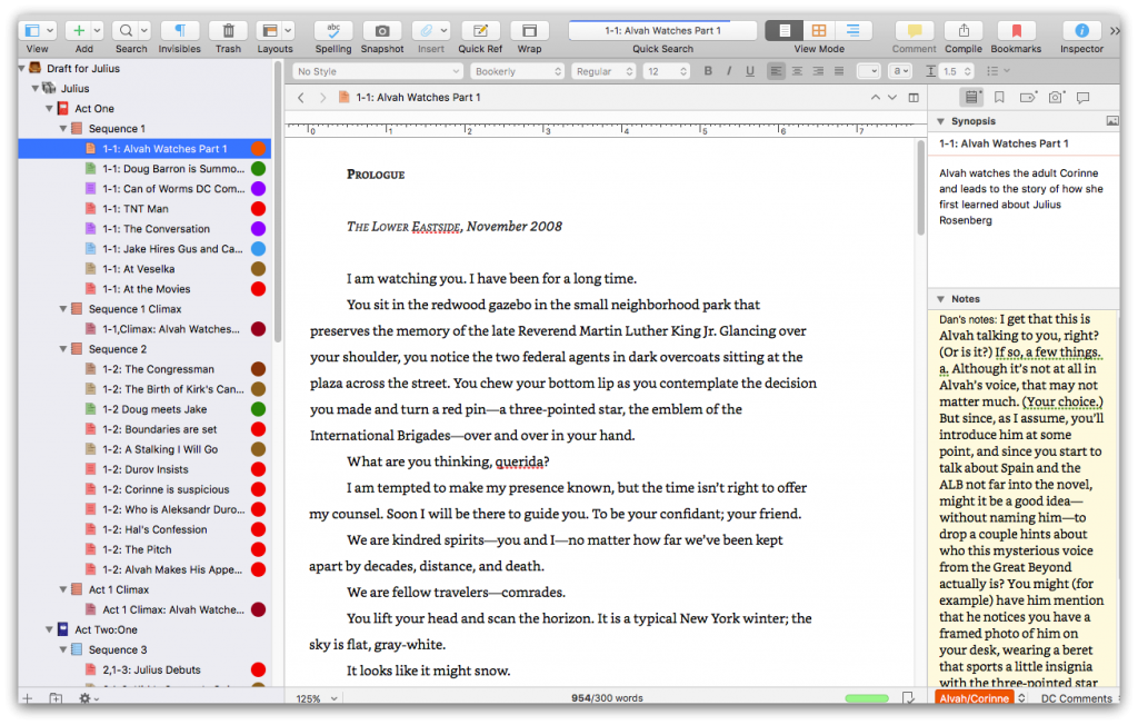 Scrivener inspector screenshot