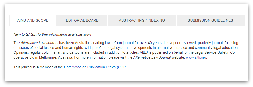 screenshot of journal
