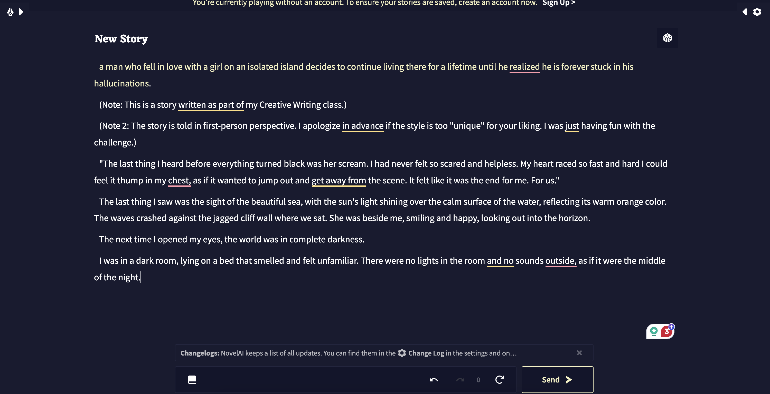 Book writer by Novel AI