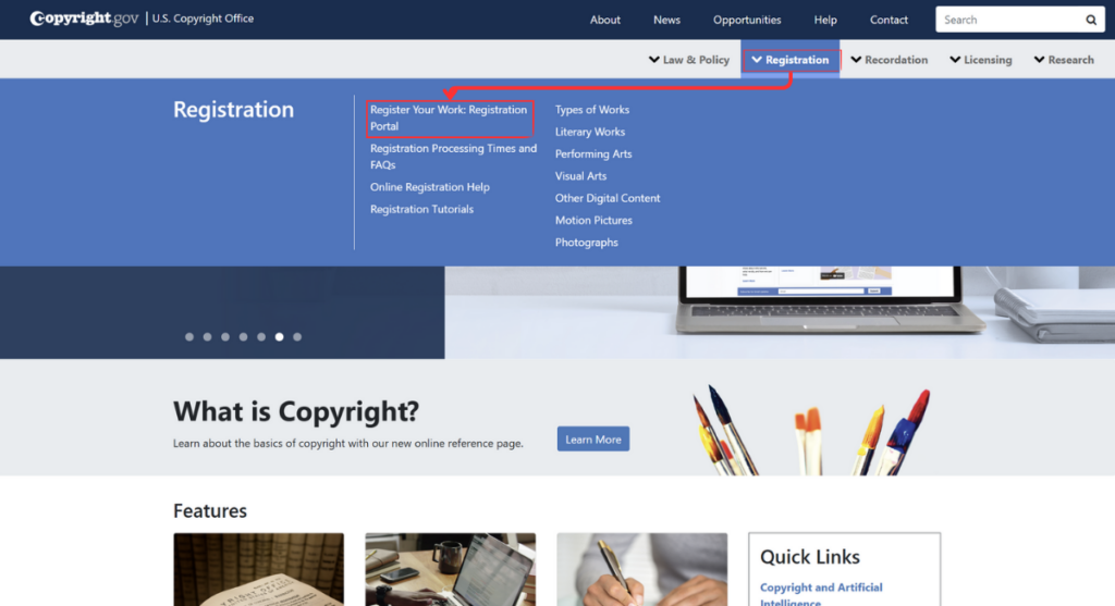 Create an account in the Electronic Copyright Office