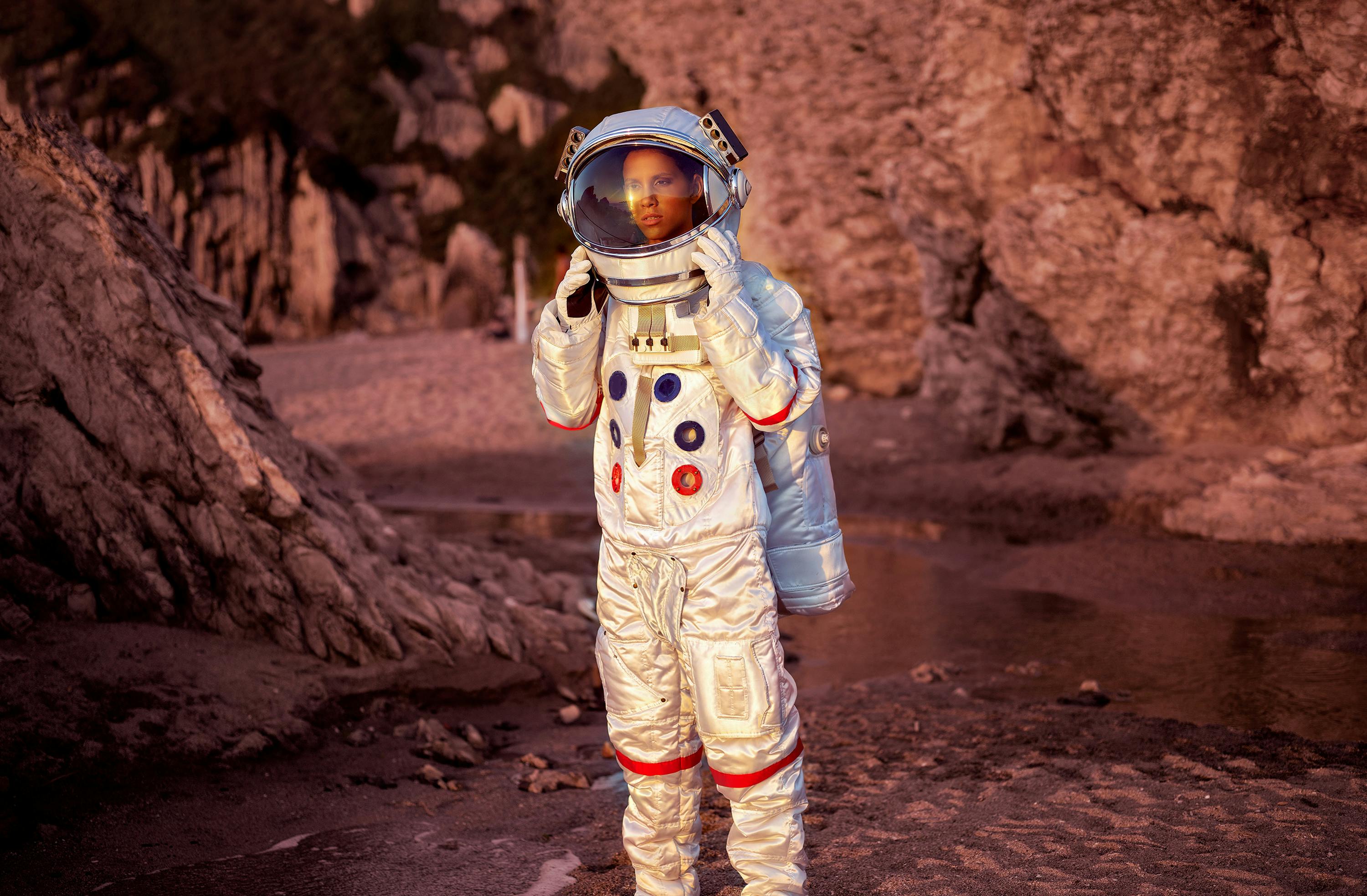 Free Woman Wearing Space Suit Stock Photo