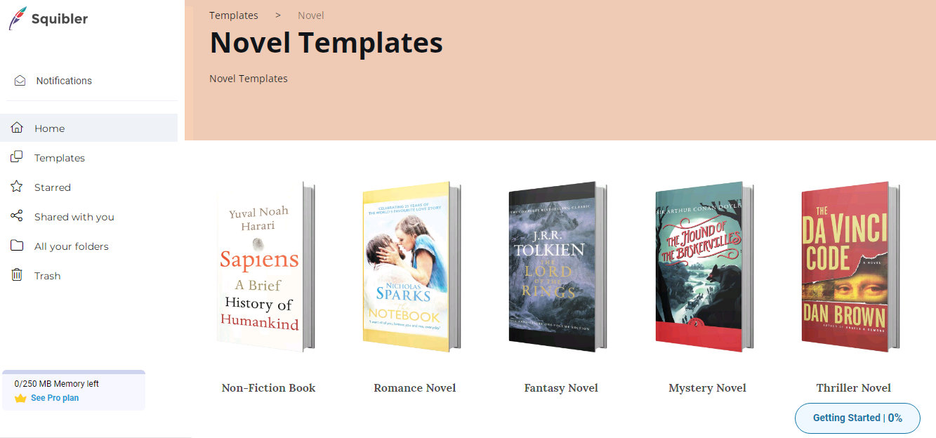 Novel book templates